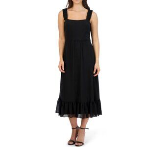 Sandra Darren Square Neck Ruffle Strap Chiffon Midi Dress NWOT